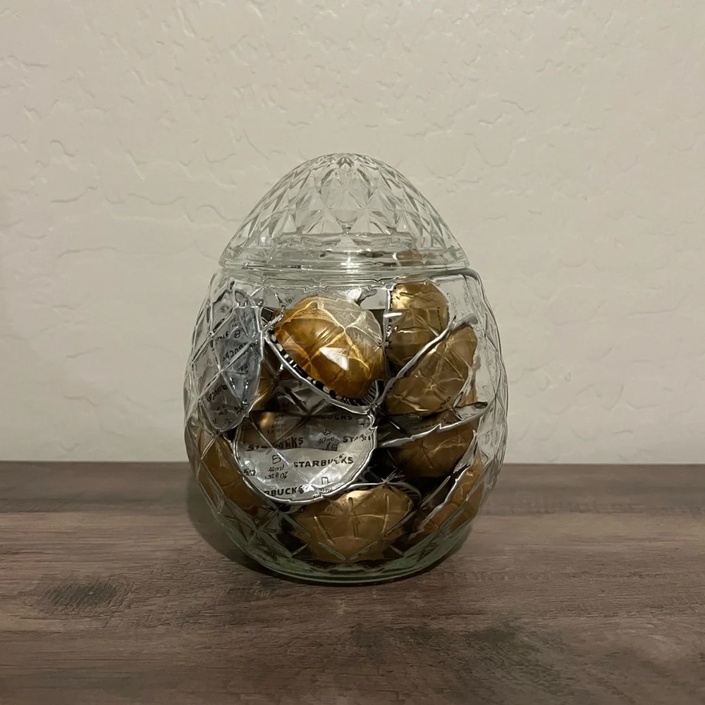 Clear Glass Easter Egg Novelty Jar 7” Target Bullseyes Playground